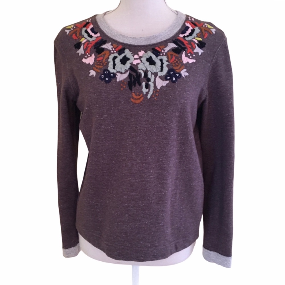Lilla P Heathered Embroidered Detail Sweatshirt